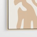 Obraz w ramie 50x50 - Eksploracja Abstrakcji - beżowa absrakcyjna kompozycja, czarny akcent - rama drewno