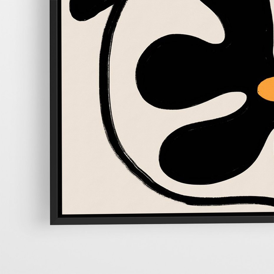 Obraz w ramie 70x100 - Wyjątkowość Boho - minimalistyczny abstrakcyjny obraz, prymitywne kwiaty - rama czarna