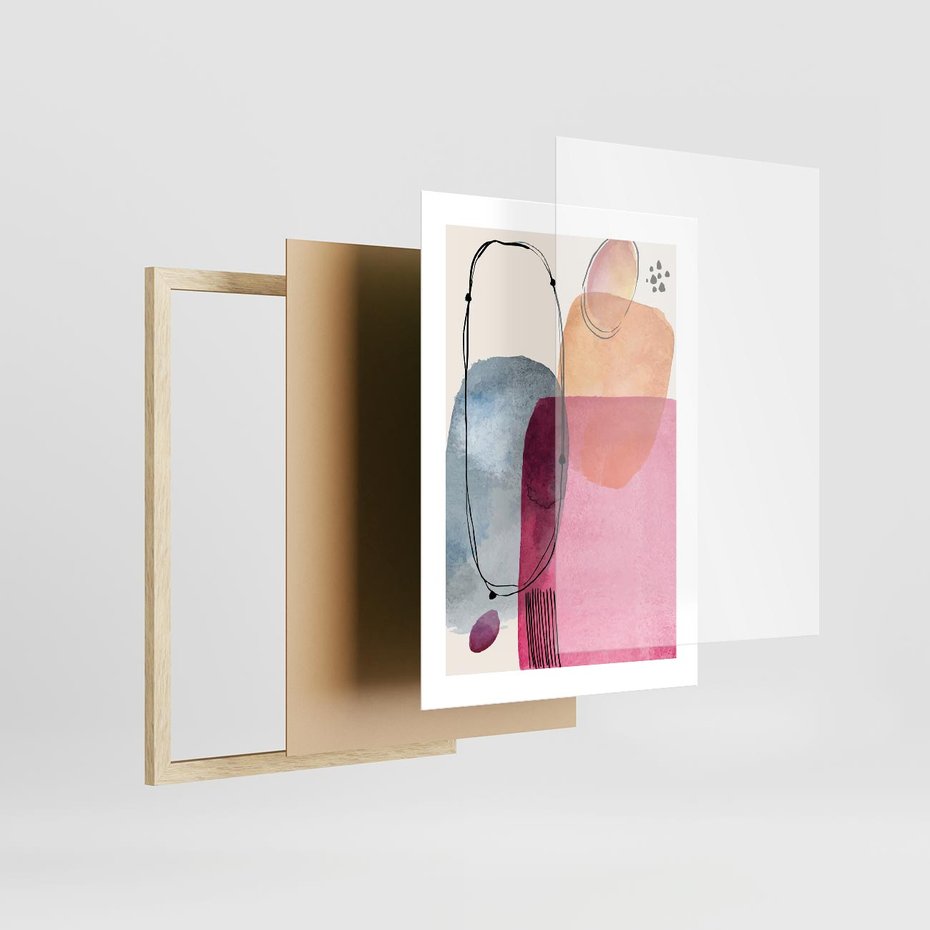 Plakat w ramie 30x40 - Kolorowe Pastelowe Spektrum - kolorowe pastelowe plamy, rozmyte żywe kolory - rama drewno