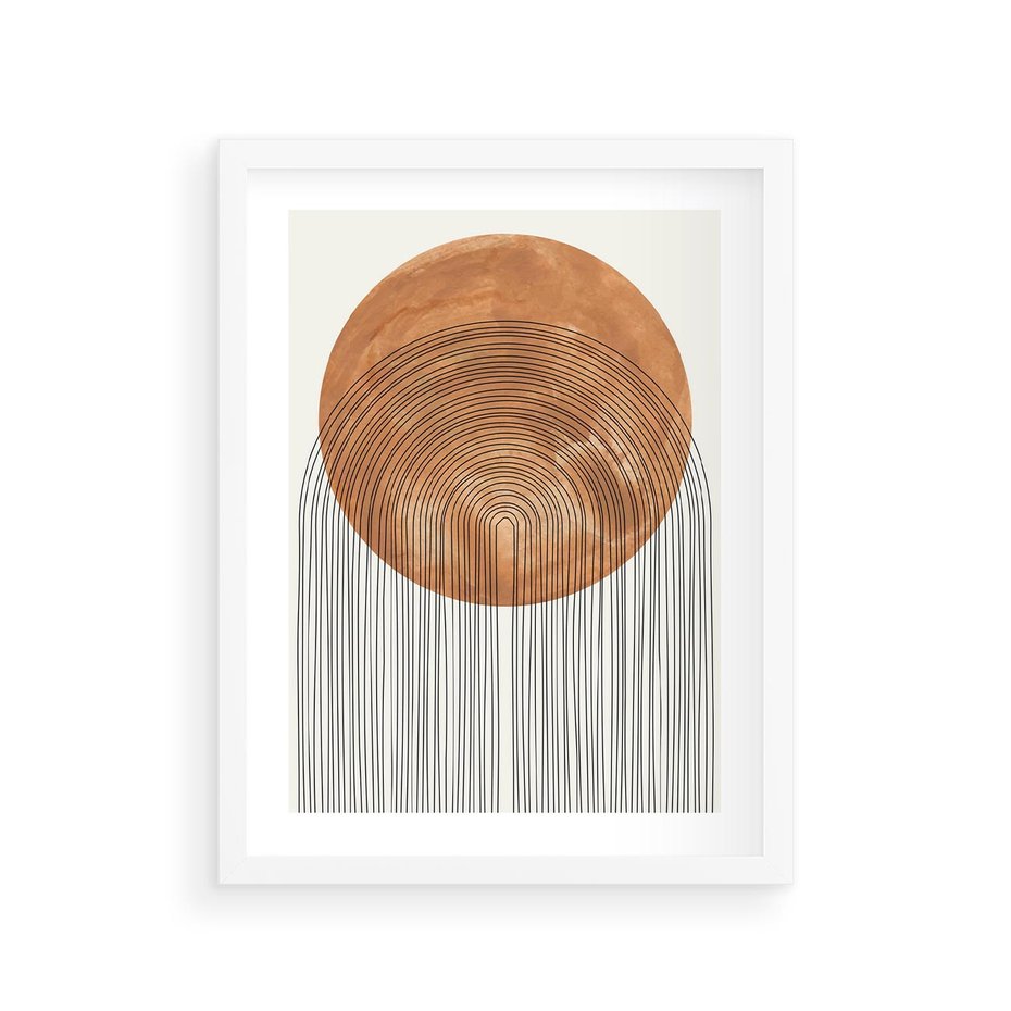 Plakat w ramie 30x40 - Konturem Kształtowane - koło, boho styl - rama biała