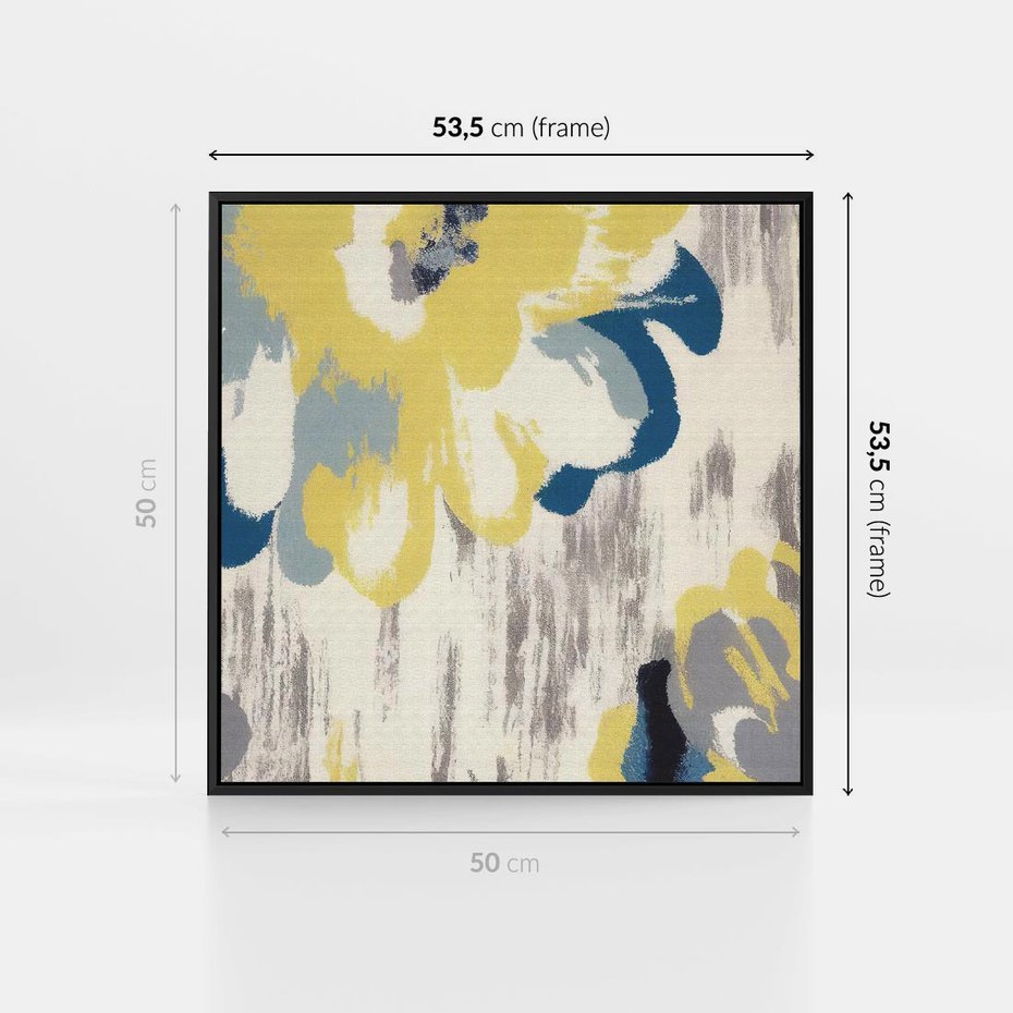 Obraz w ramie 50x50 - Kwiatowe Impresje - malowane duże kwiaty, kolory żółty - rama czarna