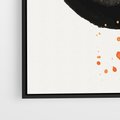 Obraz w ramie 70x100 - Wnętrza Marzeń - abstrakcyjna czarna plama, rozsiane pomarańczowe kropki - rama czarna
