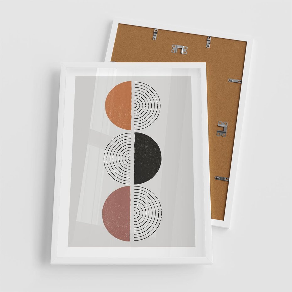 Plakat w ramie 50x70 - Eksperymenty z Geometrią - geometryczny plakat, sztuka nowoczesna - rama biała