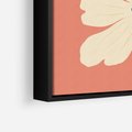 Obraz w ramie 50x50 - Malowane Kolorowe Echa - minimalistyczna grafika, biały kwiat na różowym tle - rama czarna