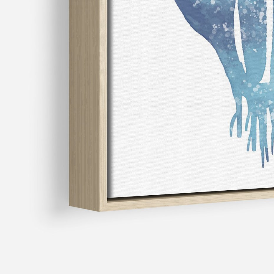 Obraz w ramie 50x70 - Akwarelowy Błękit - pastelowy, abstrakcyjny plakat - rama drewno