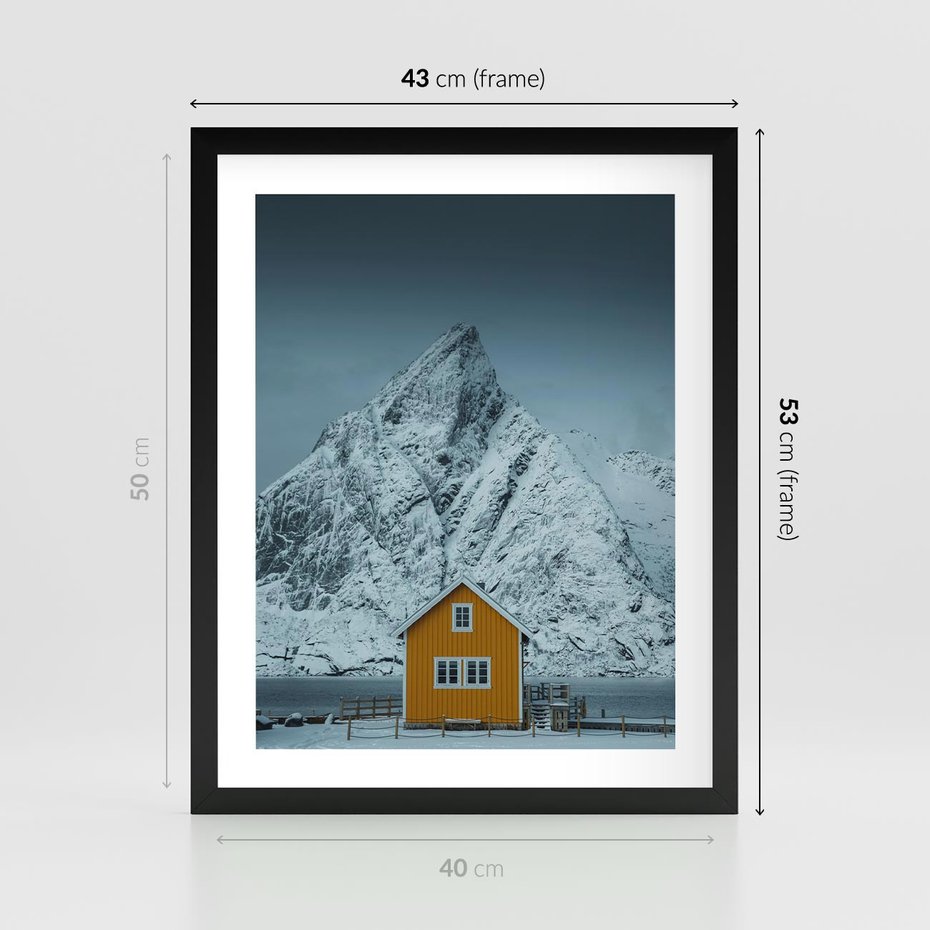 Plakat w ramie 40x50 - Urok Norweskich Domków - Skandynawia, Norwegia - rama czarna