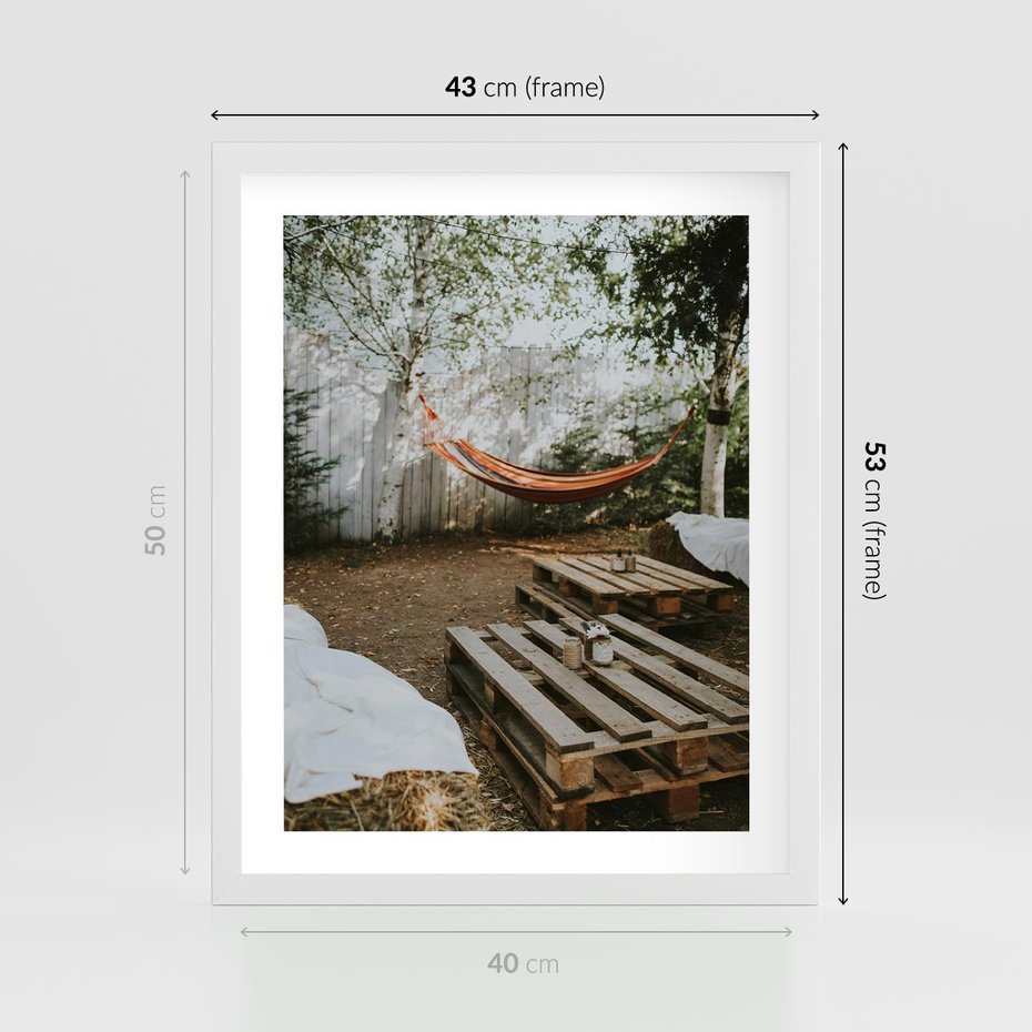 Plakat w ramie 40x50 - Harmonia i Spokój - boho, relaks - rama biała