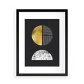 Plakat w ramie 50x70 - Złote Koła i Geometryczne Formy - grafika, modern - rama czarna