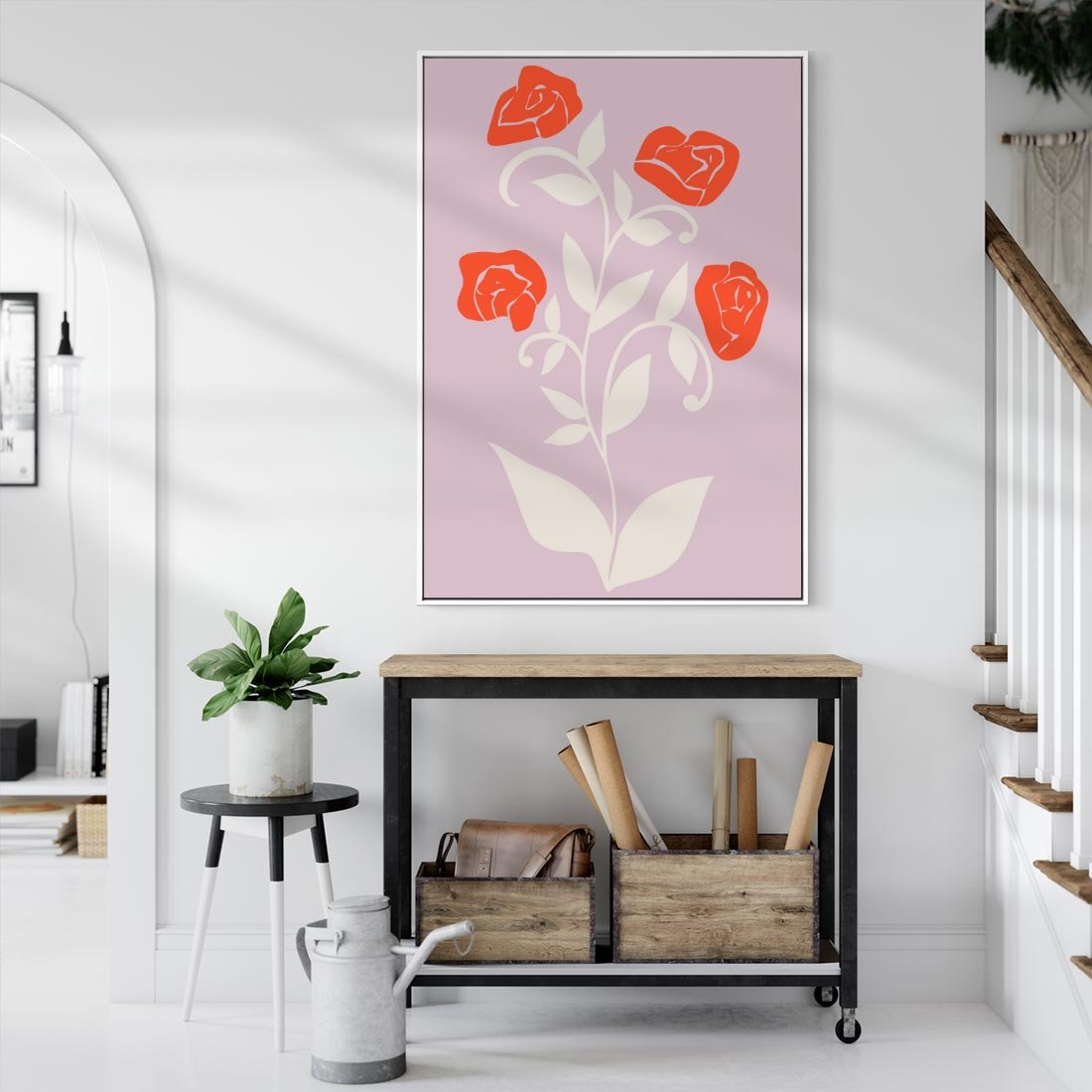 Obraz w ramie 70x100 - Migotliwe Widzenie Kwiatów - nowoczesny plakat, roślinne motywy - rama biała