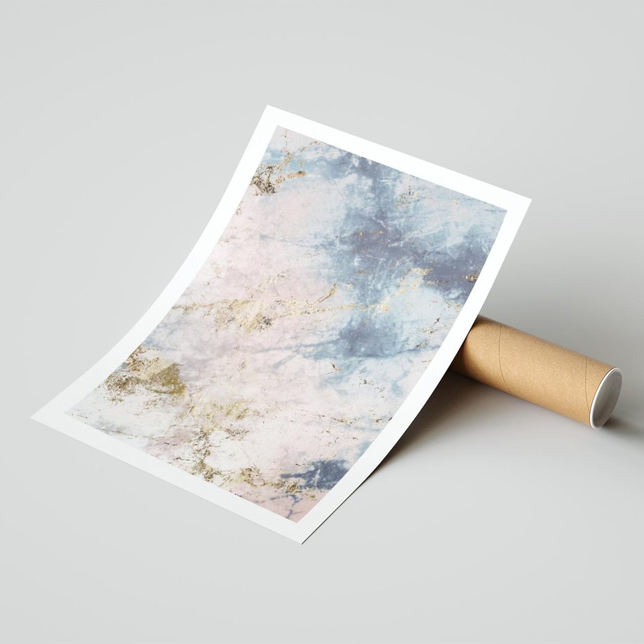 Plakat bez ramy 21x30 - Luksusowa Dekoracja - marmur, złoto