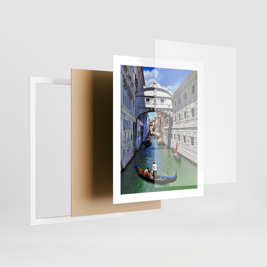 Plakat w ramie 40x50 - Romantyczna gondola w Wenecji - Wenecja, gondola - rama biała