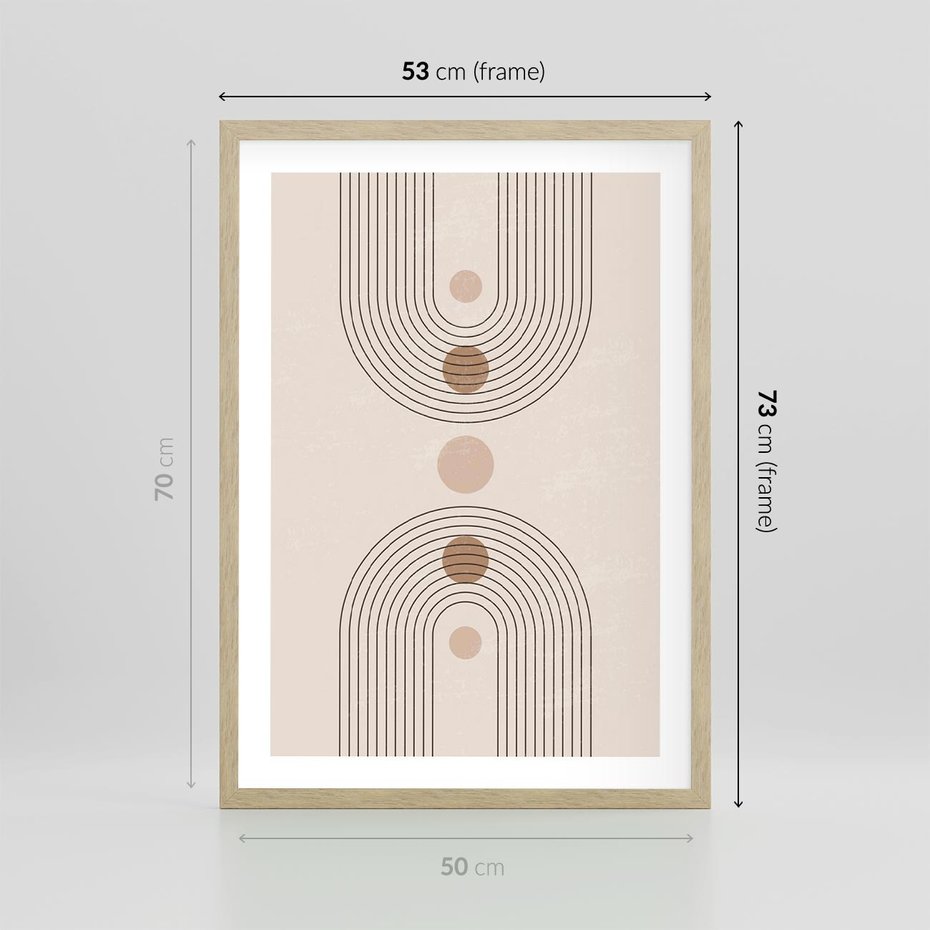 Plakat w ramie 50x70 - Zgeometryzowane Wizje - boho plakat, minimalizm - rama drewno