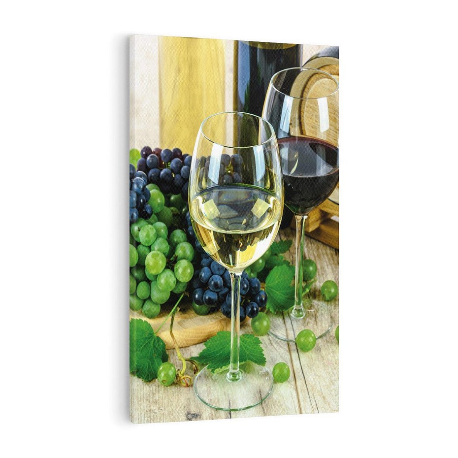 Obraz na płótnie 70x100 - Wino winogrona i kieliszki - wino, winogrona