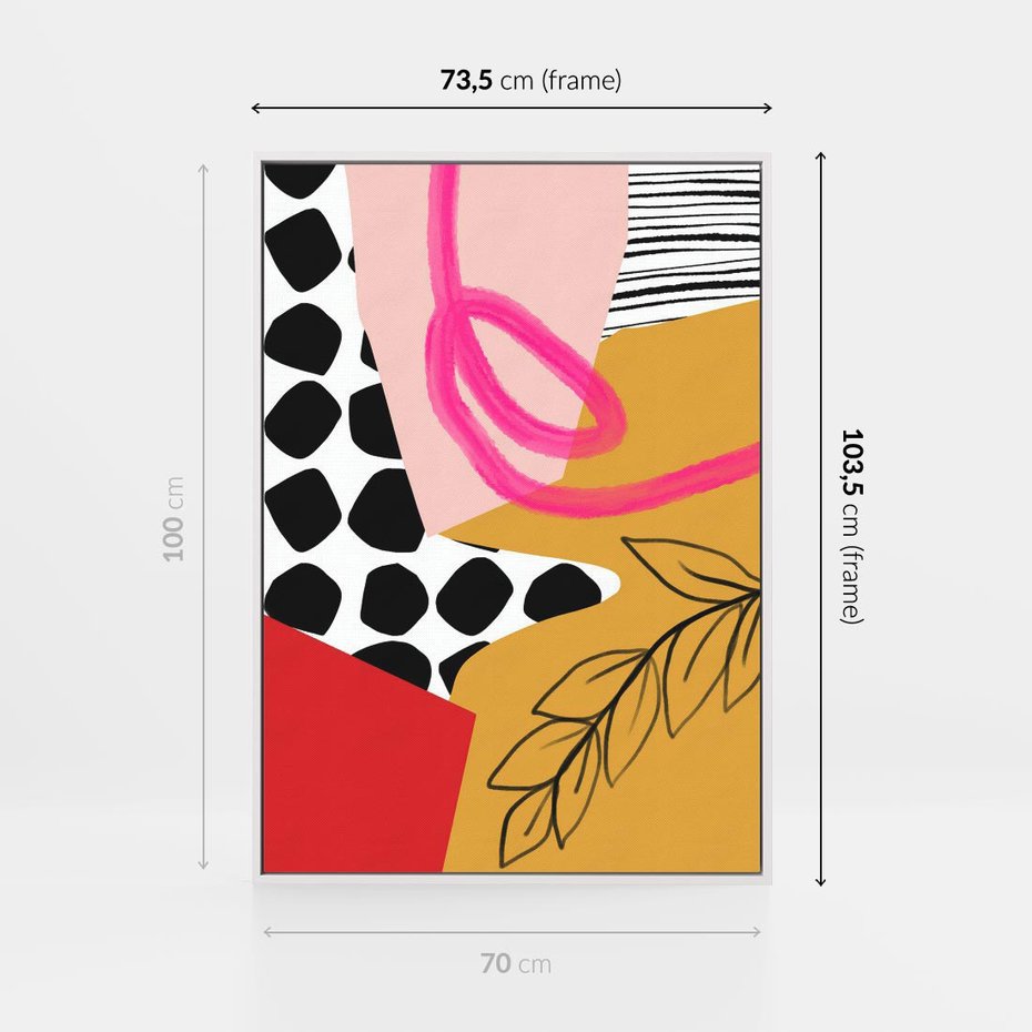 Obraz w ramie 70x100 - Księga Form i Plam - abstrakcyjna kompozycja, różne tekstury - rama biała