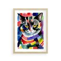 Plakat w ramie 30x40 - Koci Przyjaciel - abstrakcyjny obraz, akwarela - rama drewno