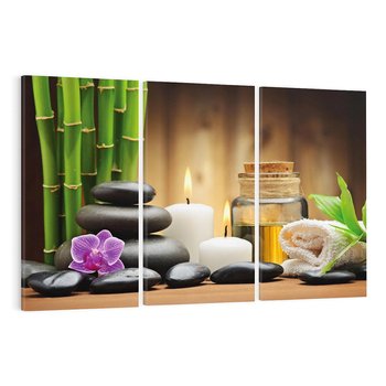 Obraz na płótnie 120x80 - Spokojny zakątek SPA z bambusem i kamieniami - bambus, kamienie