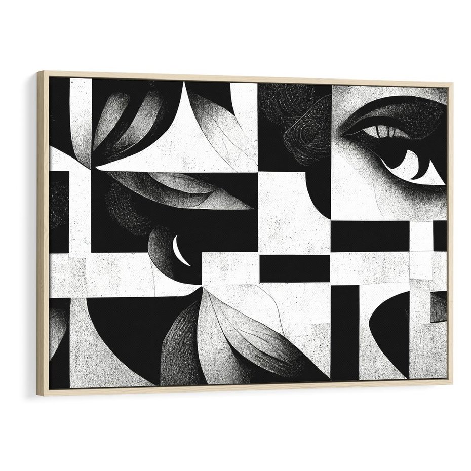 Obraz w ramie 120x80 - Harmonia świateł i cieni - abstrakcja czarno biała, geometria - rama drewno