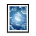 Plakat w ramie 50x70 - Księżycowe Chmury - księżyc, chmury - rama czarna