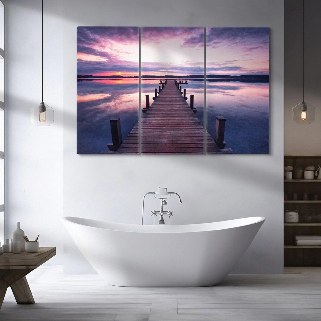 Obraz na płótnie 120x80 - spotkanie przy molo - jezioro, molo