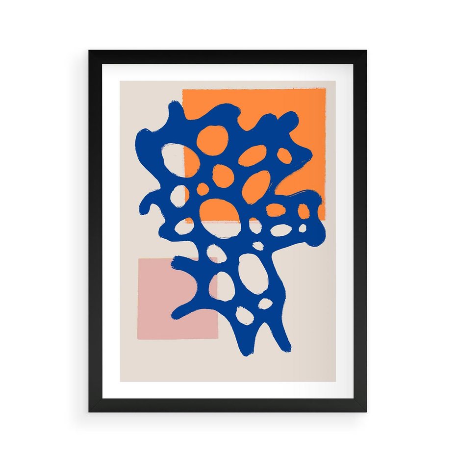 Plakat w ramie 50x70 - Delikatne Plamiste Refleksje - abstrakcja, nowoczesny plakat - rama czarna