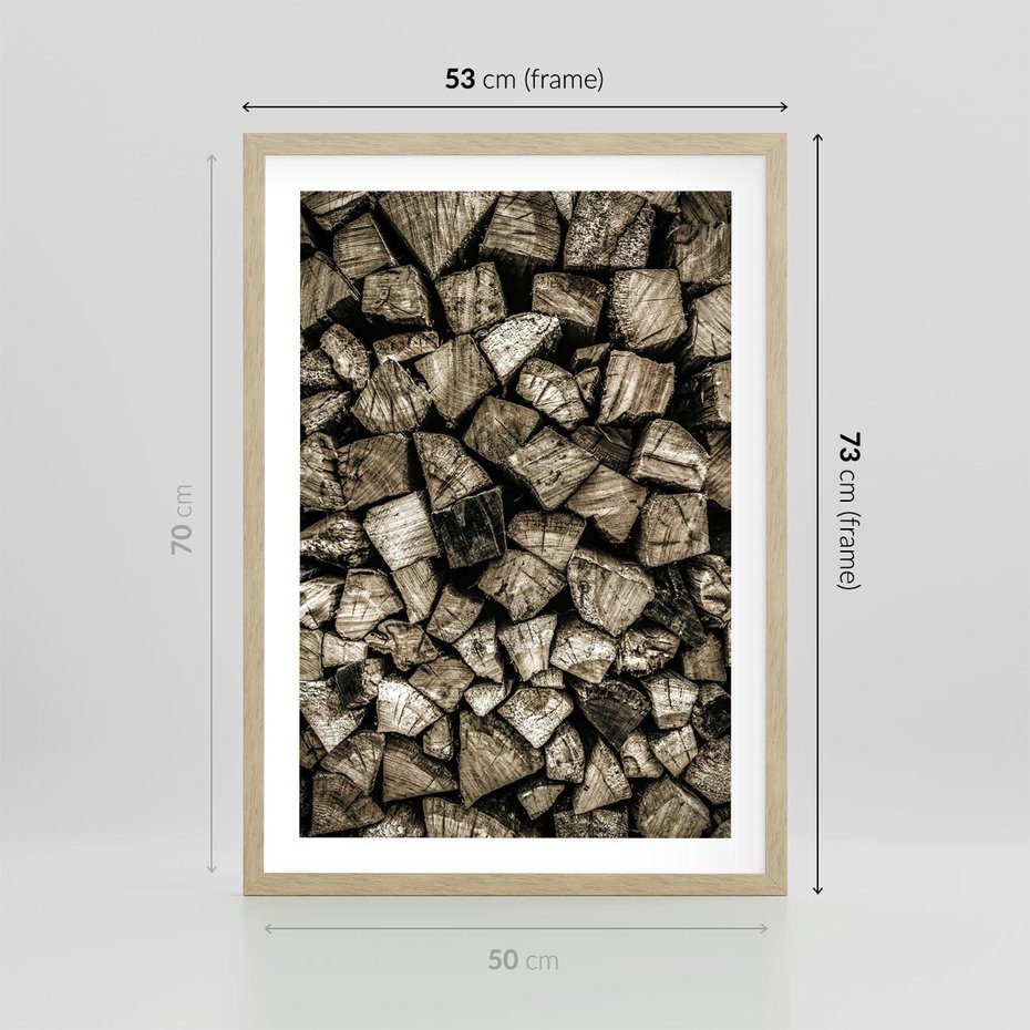 Plakat w ramie 50x70 - Piękno Drewna - belki drewna, drewno - rama drewno