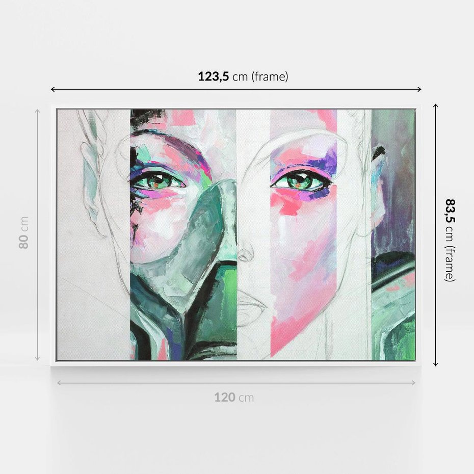 Obraz w ramie 120x80 - Niezakończona Piękność - abstrakcyjny obraz olejny, portret kobiety - rama biała