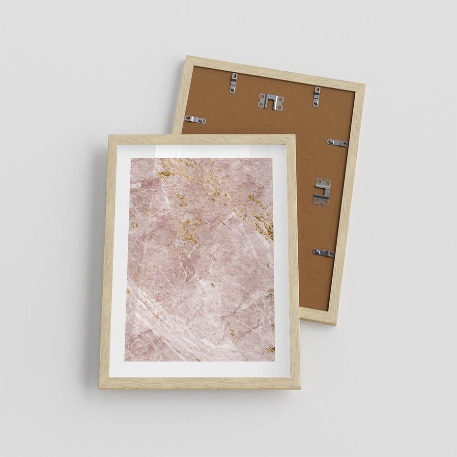 Plakat w ramie 30x40 - Wyjątkowa Stylizacja - marmur, złoto - rama drewno
