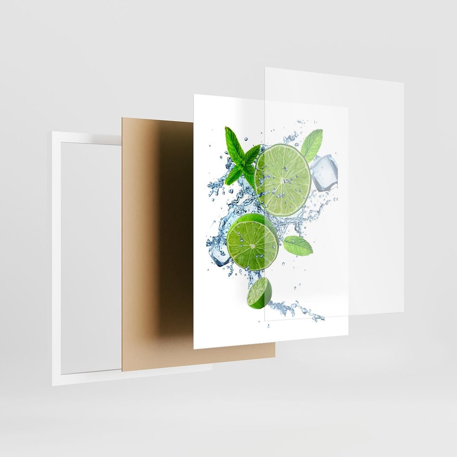 Plakat w ramie 40x50 - Świeżość i Witalność - limonka, owoce - rama biała