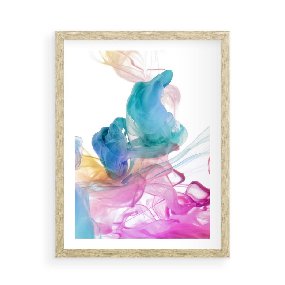 Plakat w ramie 50x70 - Abstrakcyjne Pastelowe Piękno - abstrakcja, pastelowe - rama drewno