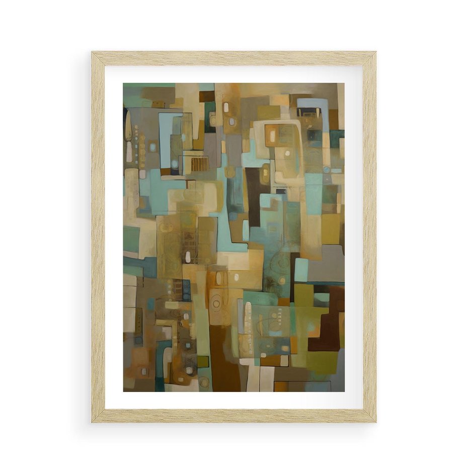 Plakat w ramie 50x70 - Kolorowe Wyobrażenia - abstrakcyjny obraz, mnogość kolorów - rama drewno