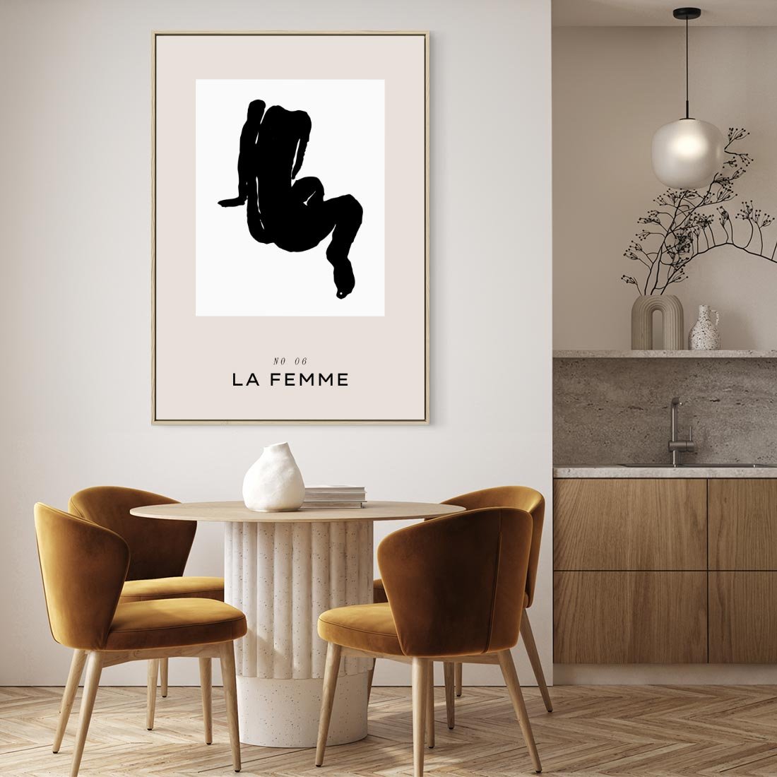 Obraz w ramie 80x120 - Boho Harmonia Stylu - abstrakcyjna sztuka, akt - rama drewno