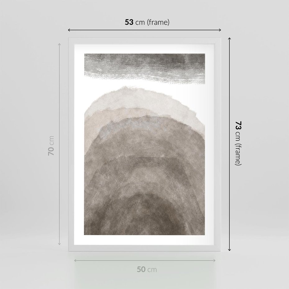 Plakat w ramie 50x70 - Przenikające Kształty - rozmyte cienie, abstrakcja - rama biała
