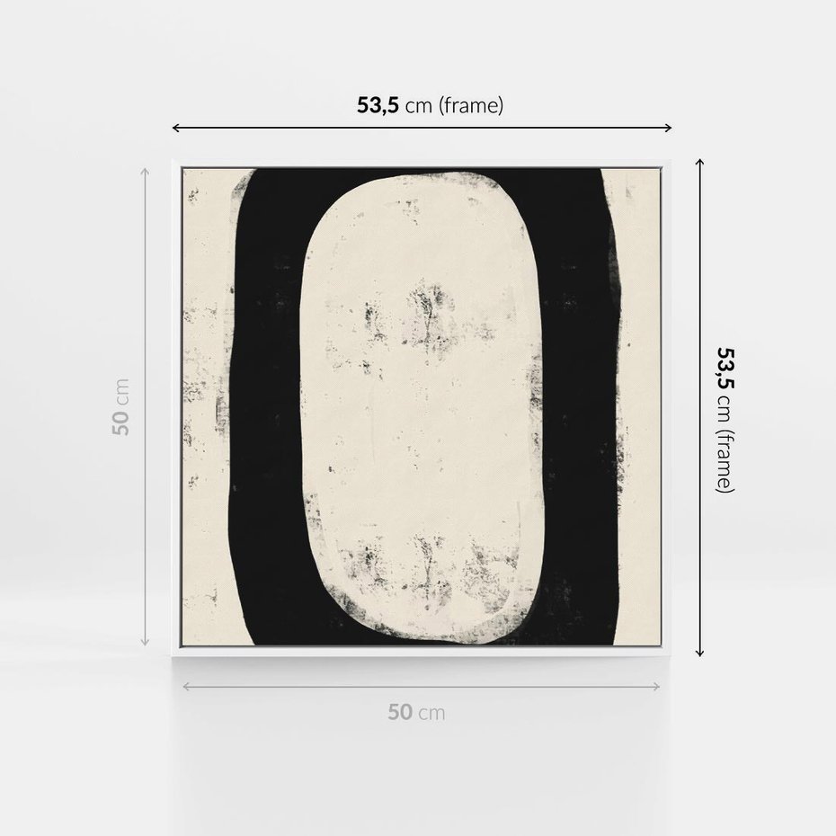 Obraz w ramie 50x50 - Wnętrza Kształtów - abstrakcja, minimalizm - rama biała