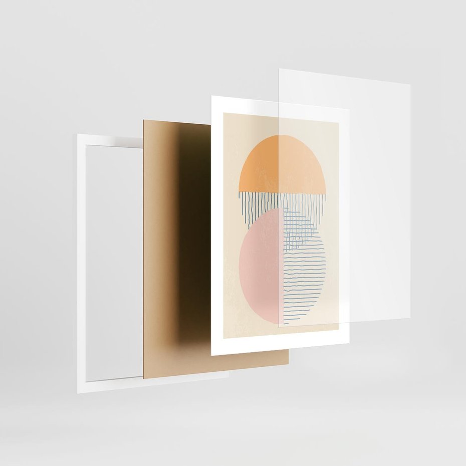 Plakat w ramie 30x40 - Migotliwe Wzory - geometryczne kształty, koła - rama biała