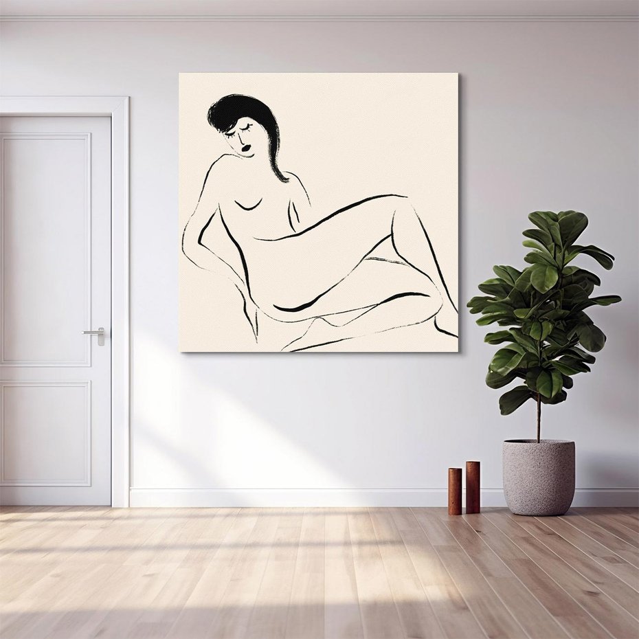 Obraz na płótnie 50x50 - Piękno w Minimalizmie - abstrakcyjny rysunek, minimalistyczna kreska