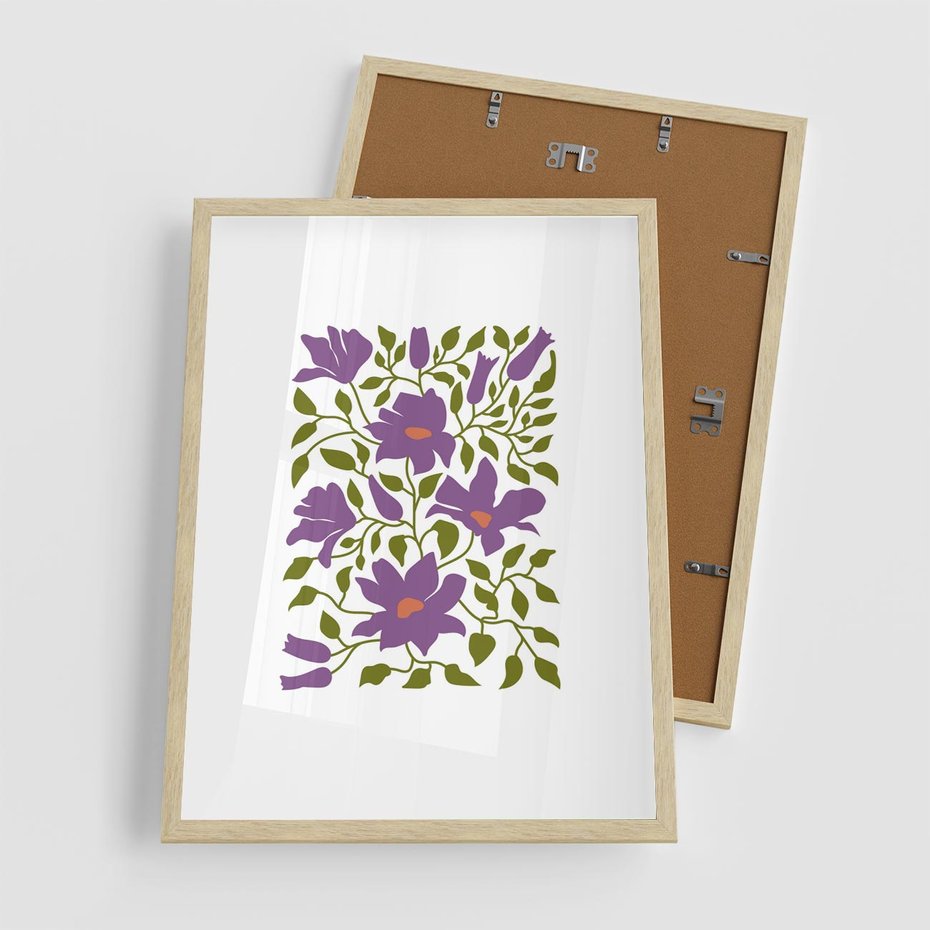 Plakat w ramie 50x70 - Rozmyte Granice - kwiaty, kompozycja - rama drewno