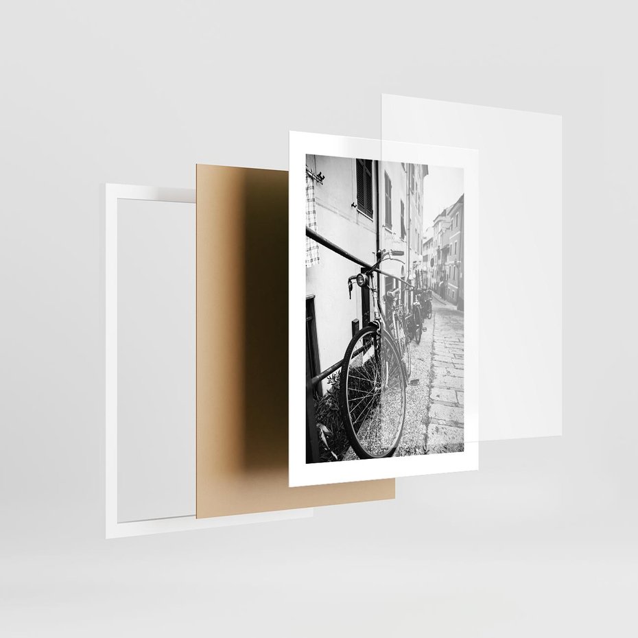 Plakat w ramie 30x40 - Rower w Kontraście - rower, czarno - rama biała