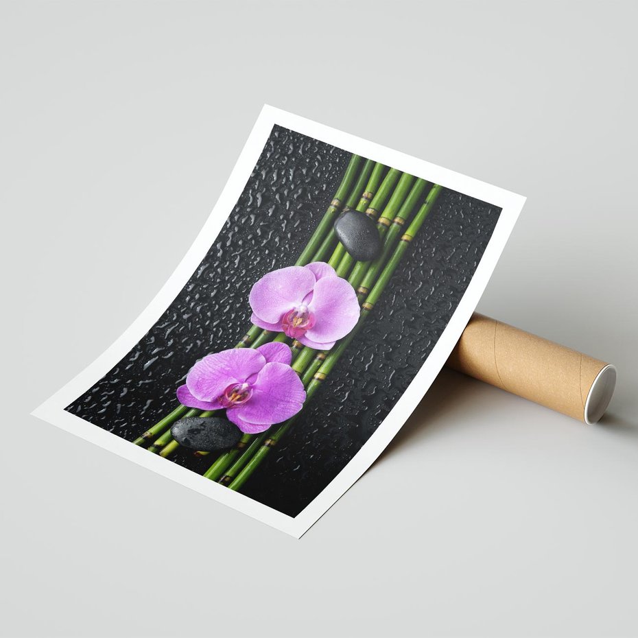 Plakat bez ramy 50x70 - Japońskie Spa w Otoczeniu Storczyków - storczyk, spa