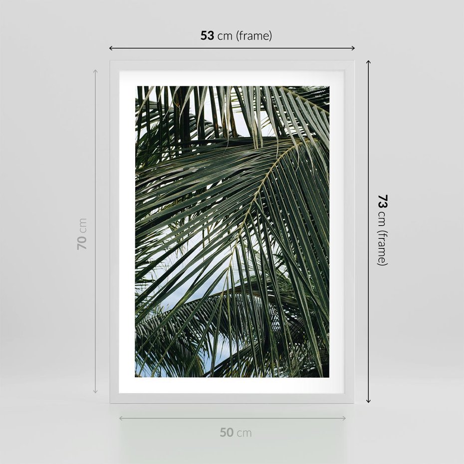Plakat w ramie 50x70 - Wakacyjna Magia - palmy, tropiki - rama biała