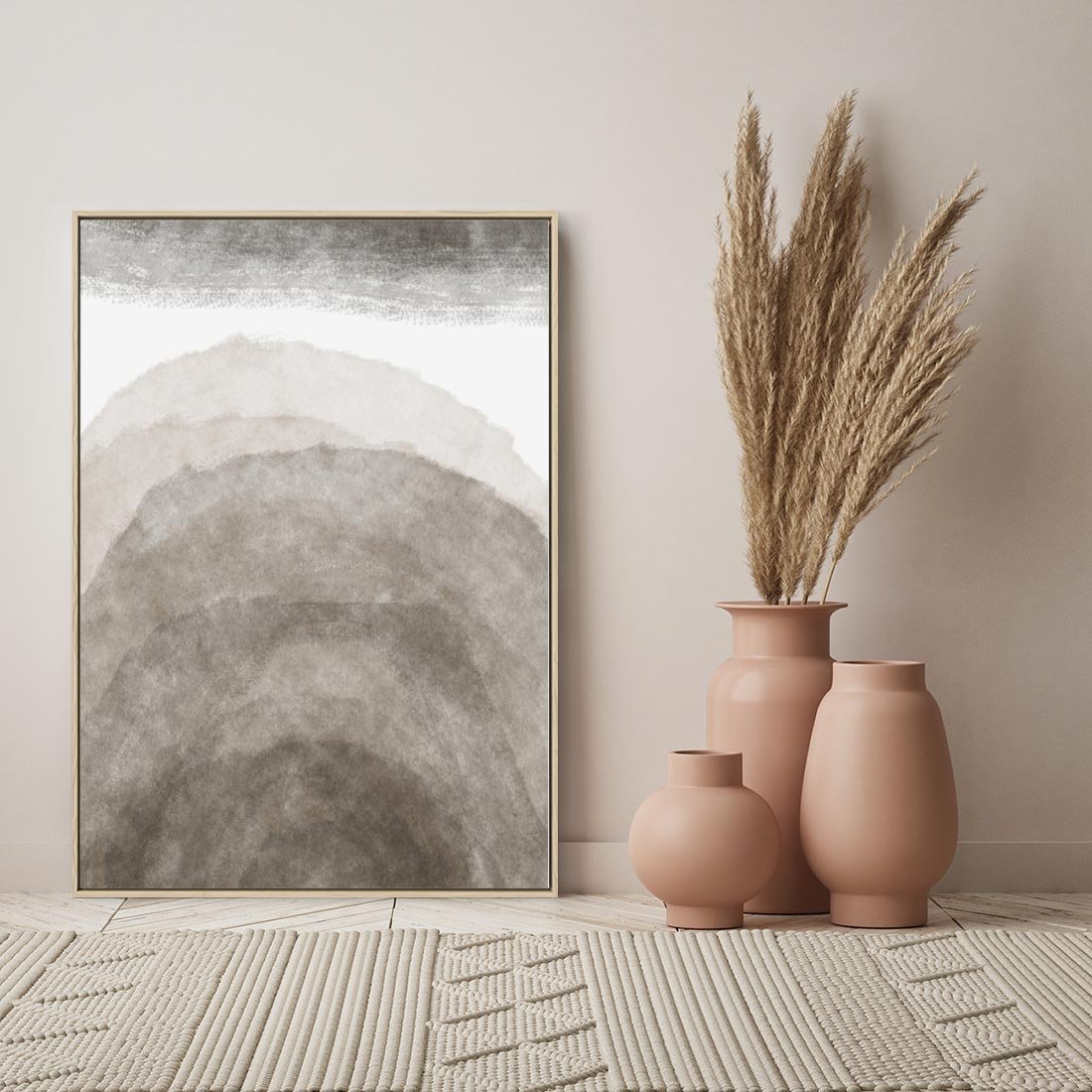 Obraz w ramie 50x70 - Przenikające Kształty - rozmyte cienie, abstrakcja - rama drewno