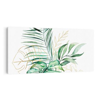 Obraz na płótnie 120x60 - Luksus w Detalu - złote, liście
