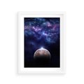 Plakat w ramie 30x40 - Kosmos - Ziemia i Księżyc - kosmos, ziemia - rama biała