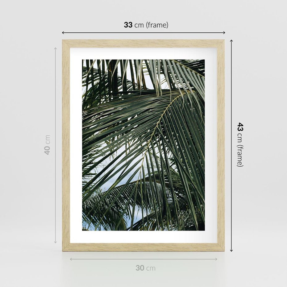 Plakat w ramie 30x40 - Wakacyjna Magia - palmy, tropiki - rama drewno