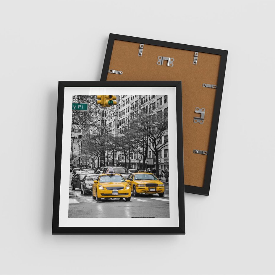 Plakat w ramie 40x50 - Taksówki w Nowym Jorku - taksówki, Nowy Jork - rama czarna