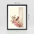 Plakat w ramie 40x50 - Kwiatowe Zanurzenie - japońska sztuka, ptak - rama czarna