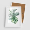 Plakat w ramie 50x70 - Liście i Życie: Akwarelowa Oaza - akwarelowy obrazek, pamy - rama biała