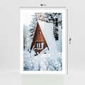 Plakat bez ramy 50x70 - Zimowe Ustronie w Lesie - domek w lesie, zimowy las