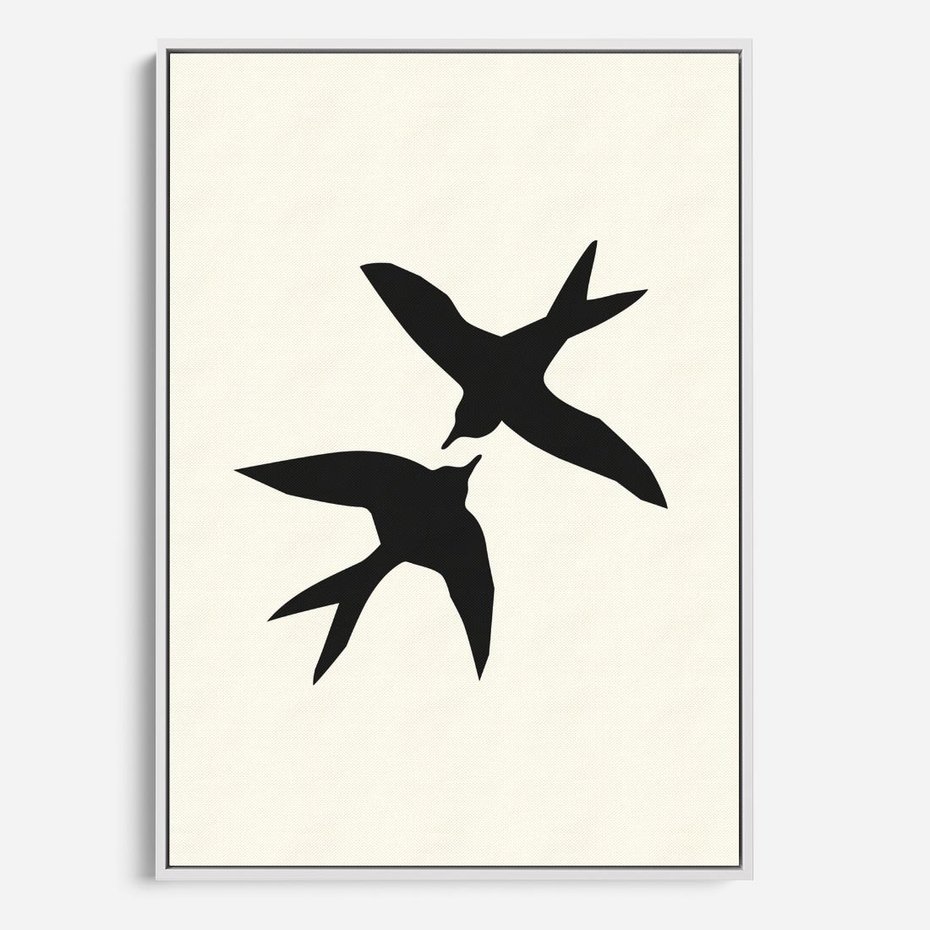 Obraz w ramie 80x120 - Kreatywne Echa - jaskółki, minimalizm - rama biała