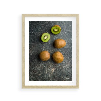 Plakat w ramie 40x50 - : Zdrowe kąski - kiwi, owoce - rama drewno
