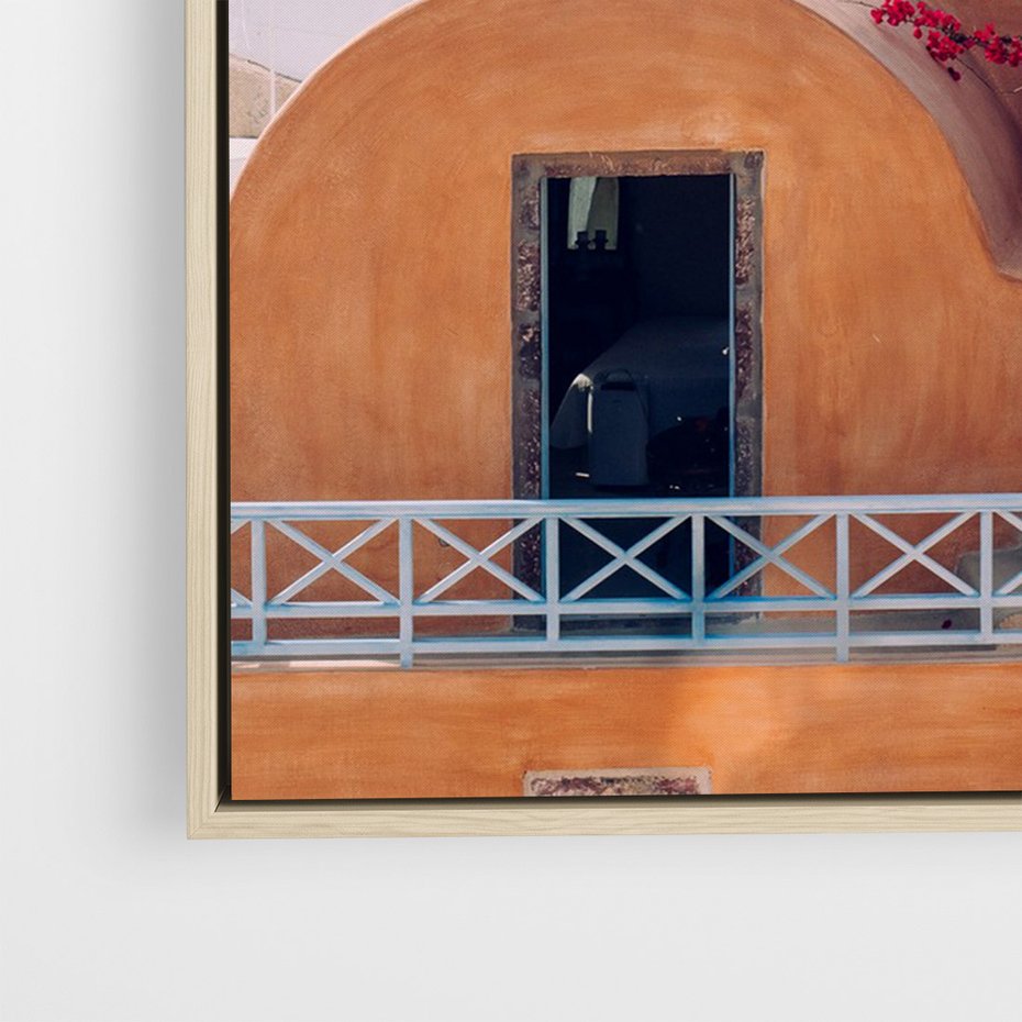 Obraz w ramie 50x70 - Błękit Morza i Białe Domki - Santorini, wyspa - rama drewno